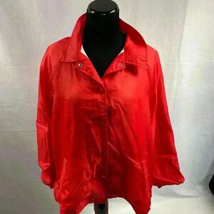 Vintage Sears Men's Snap-Up Windbreaker Size Large Or XL See Measurements Red